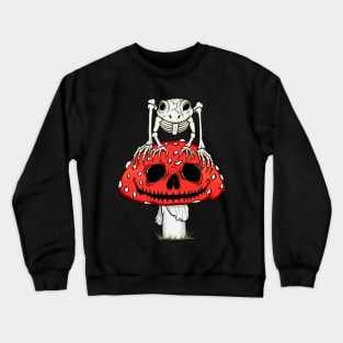 Cottagecore Skeleton Frog Skull Mushroom Goth Halloween Crewneck Sweatshirt